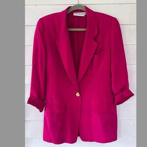 Vintage 100% Silk Anne Klein Fuchsia Blazer